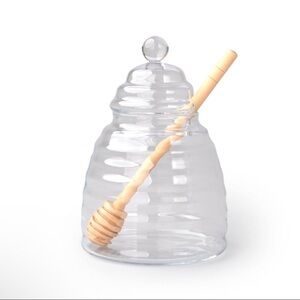 New Target Bullseye Playground Clear Glass Honey Pot with Wooden Honey Dipper